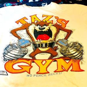LOONEY TUNES “TAZ’s GYM” Vintage 1988 T-Shirt Size :XL Fruit Of The Loom